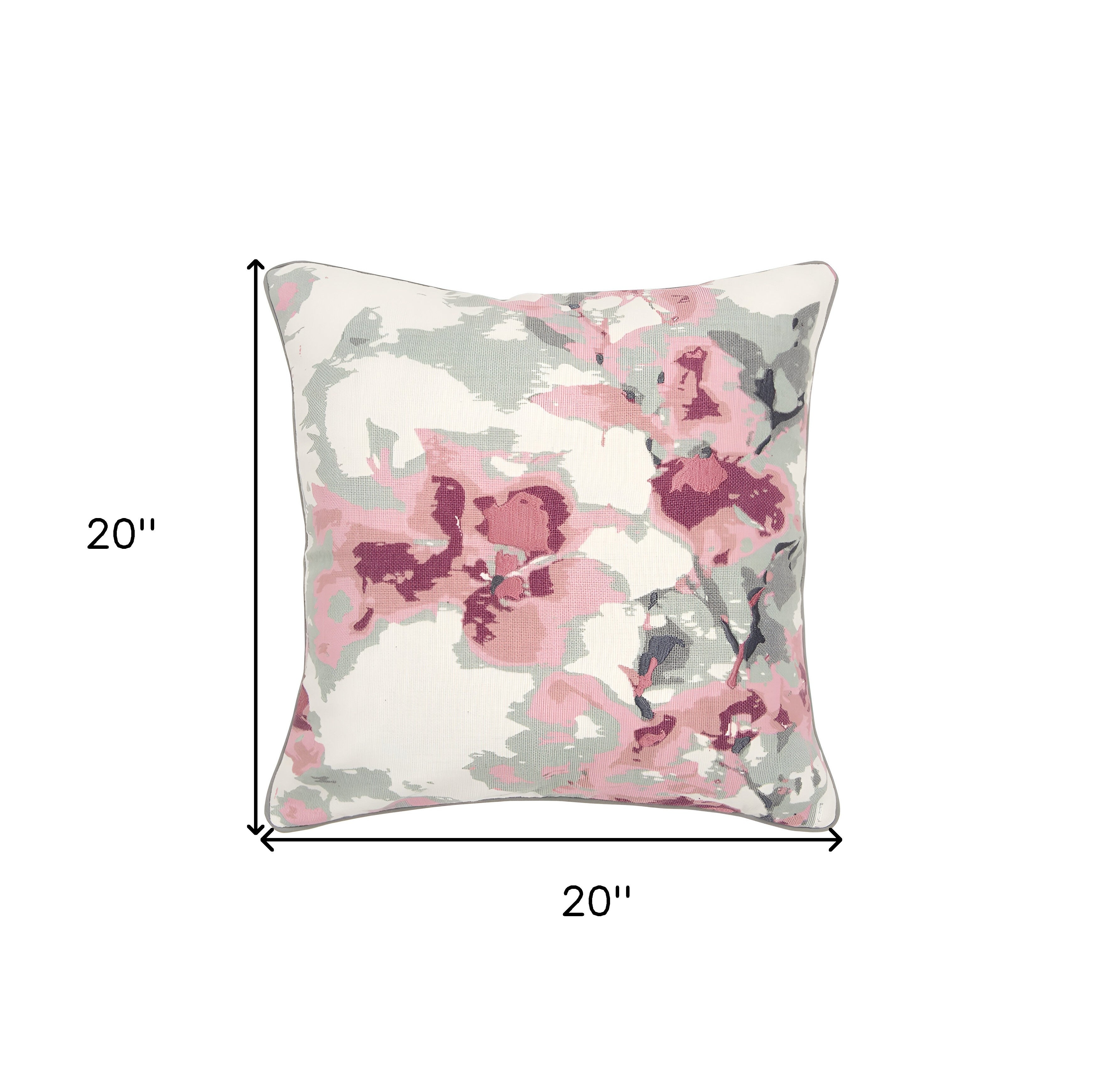 Pink Gray Impressionistic Floral Throw Pillow