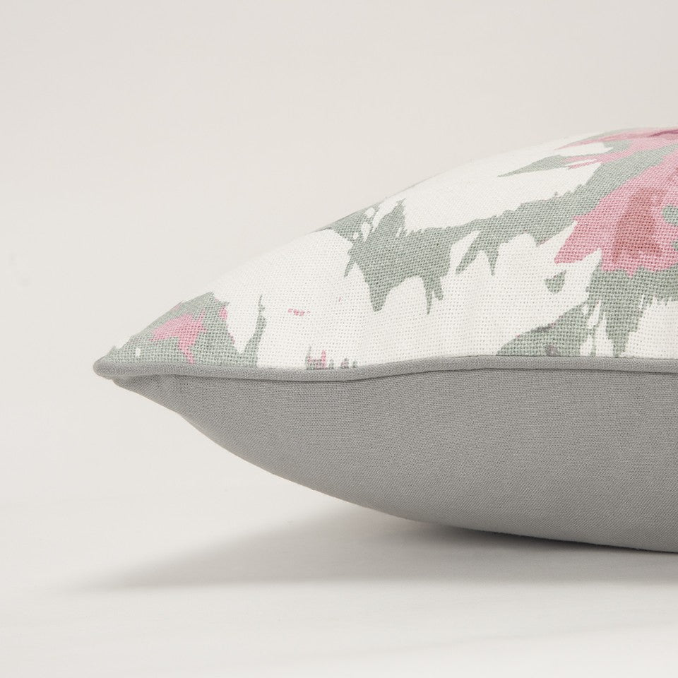 Pink Gray Impressionistic Floral Throw Pillow