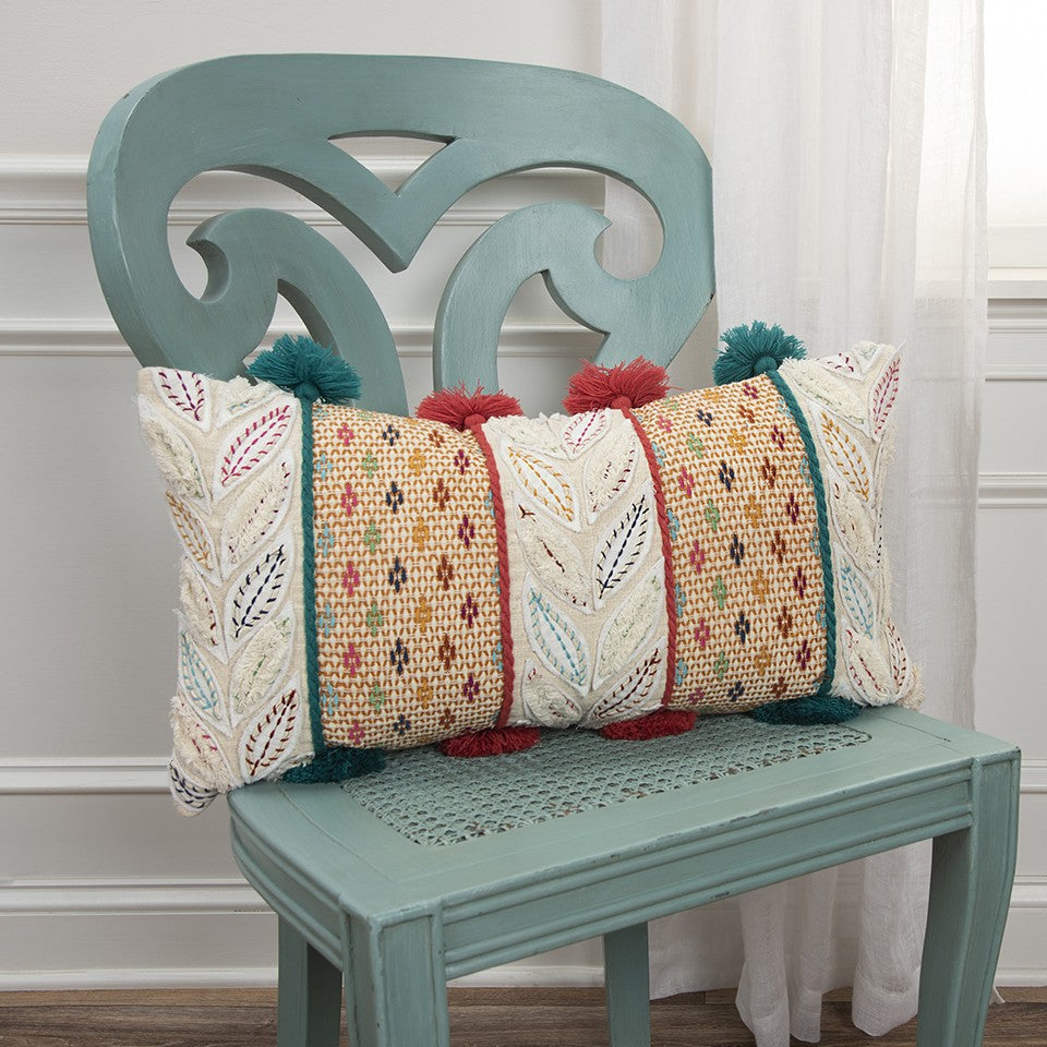 Multicolored Ornate Panel Lumbar Pillow - Homeroots