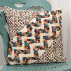 Multicolored Chevron Diagonal Panel Throw Pillow