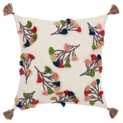 Multicolored Botanical Stemwork Throw Pillow