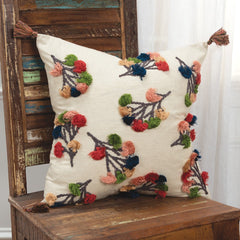 Multicolored Botanical Stemwork Throw Pillow