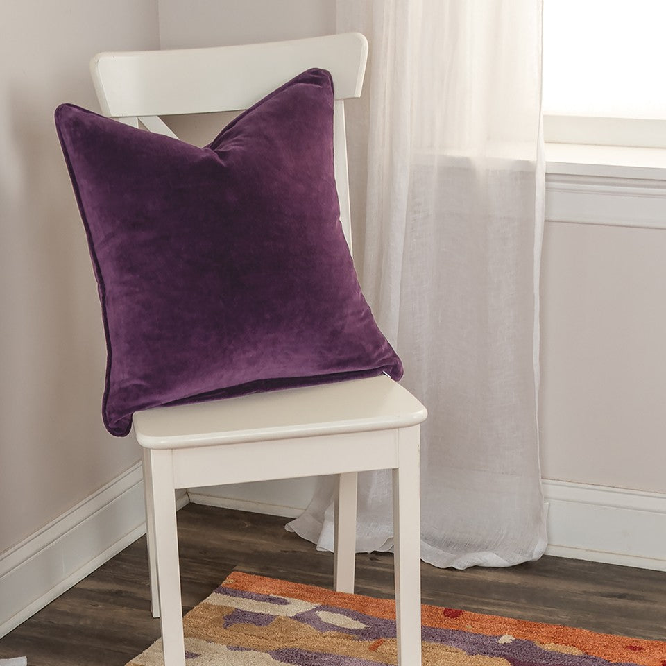 Plum Solid Luxurious Modern Throw Pillow