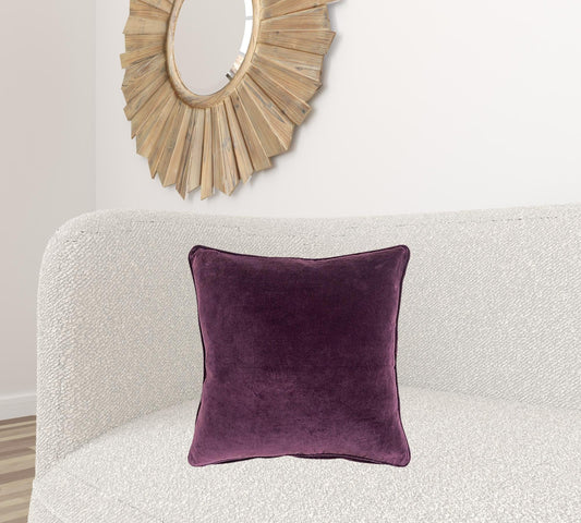 Plum Solid Luxurious Modern Throw Pillow