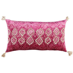 Pink Textured Diamond Velvety Lumbar Pillow