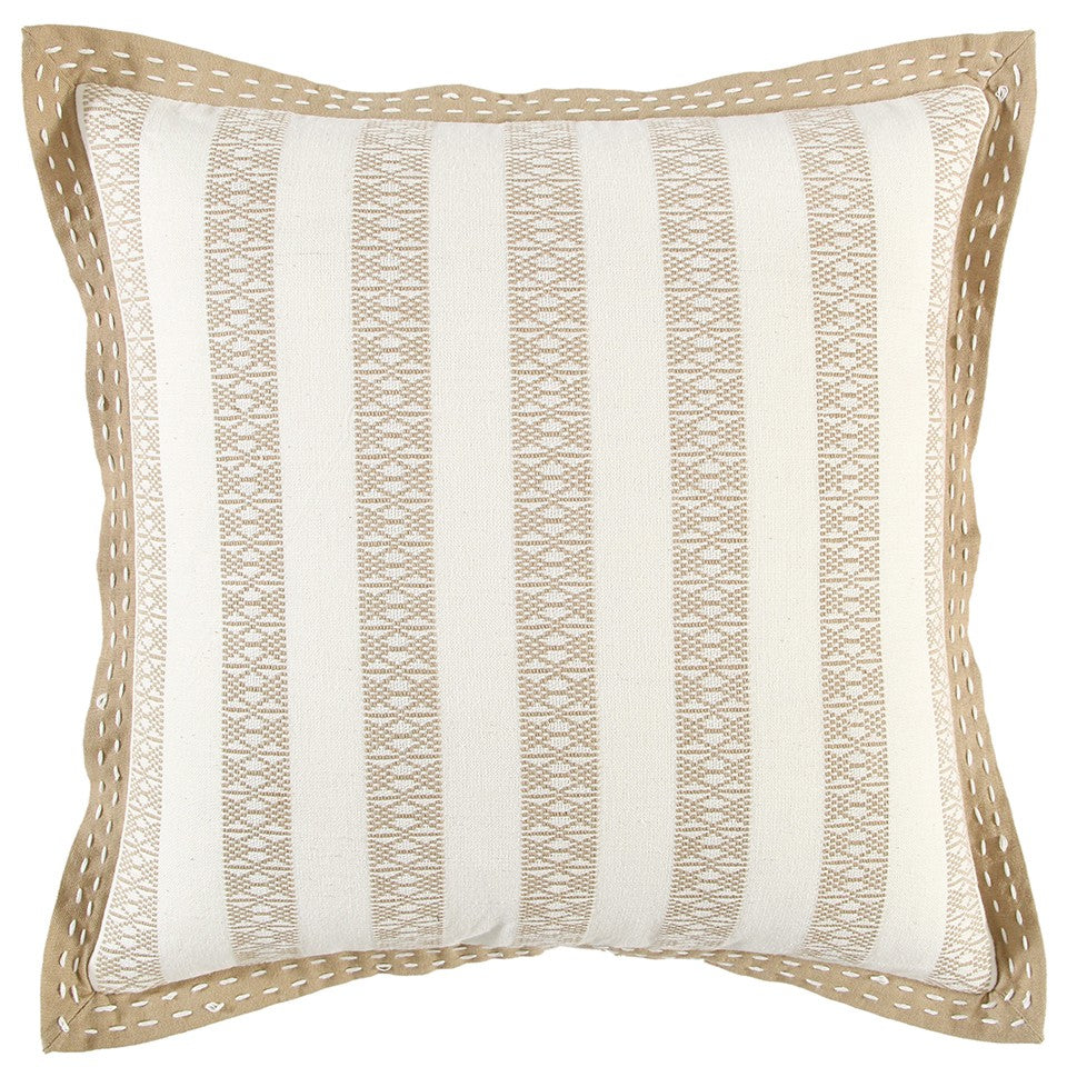 Khaki Ivory Alternate Striped Throw Pillow