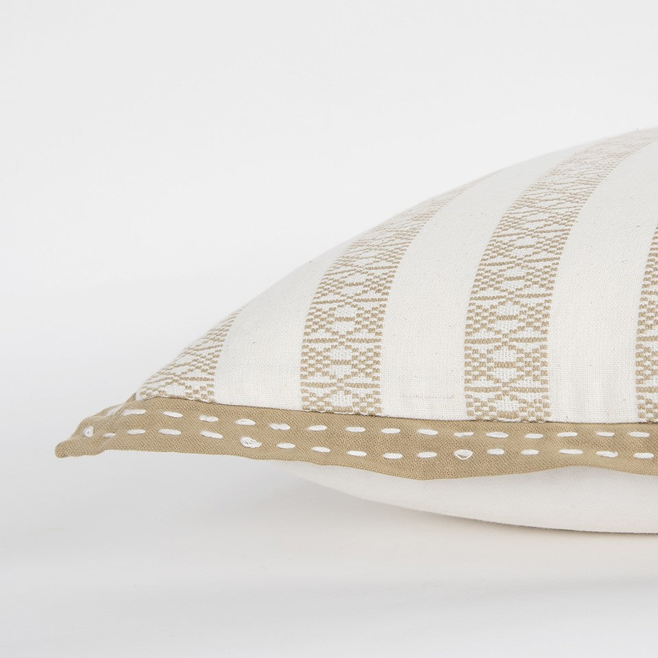 Khaki Ivory Alternate Striped Throw Pillow