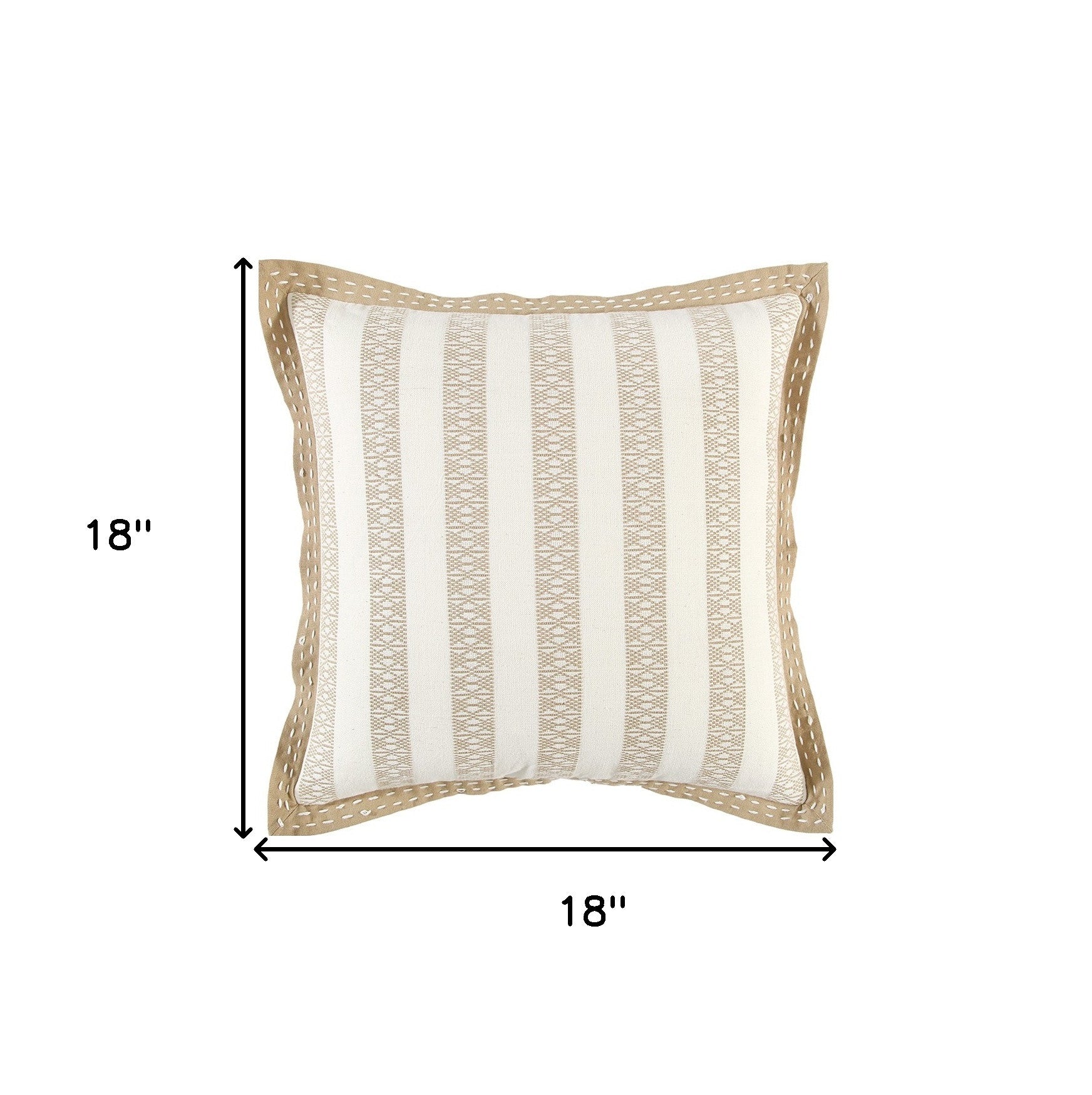 Khaki Ivory Alternate Striped Throw Pillow