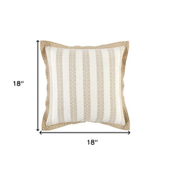 Khaki Ivory Alternate Striped Throw Pillow