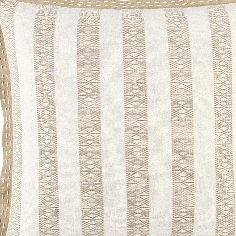 Khaki Ivory Alternate Striped Throw Pillow