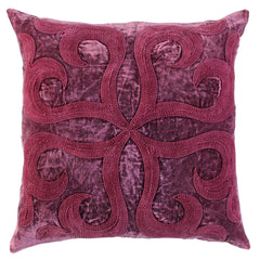 Merlot Dimensional Bloom Embroidered Throw Pillow