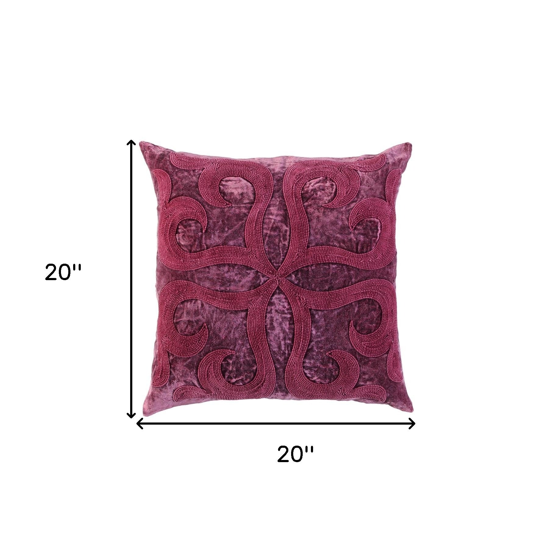 Merlot Dimensional Bloom Embroidered Throw Pillow