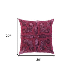 Merlot Dimensional Bloom Embroidered Throw Pillow