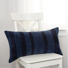 Navy Dimensional Stripe Modern Lumbar Pillow