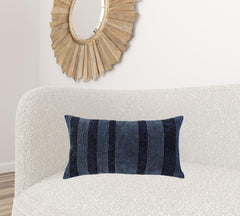 Navy Dimensional Stripe Modern Lumbar Pillow