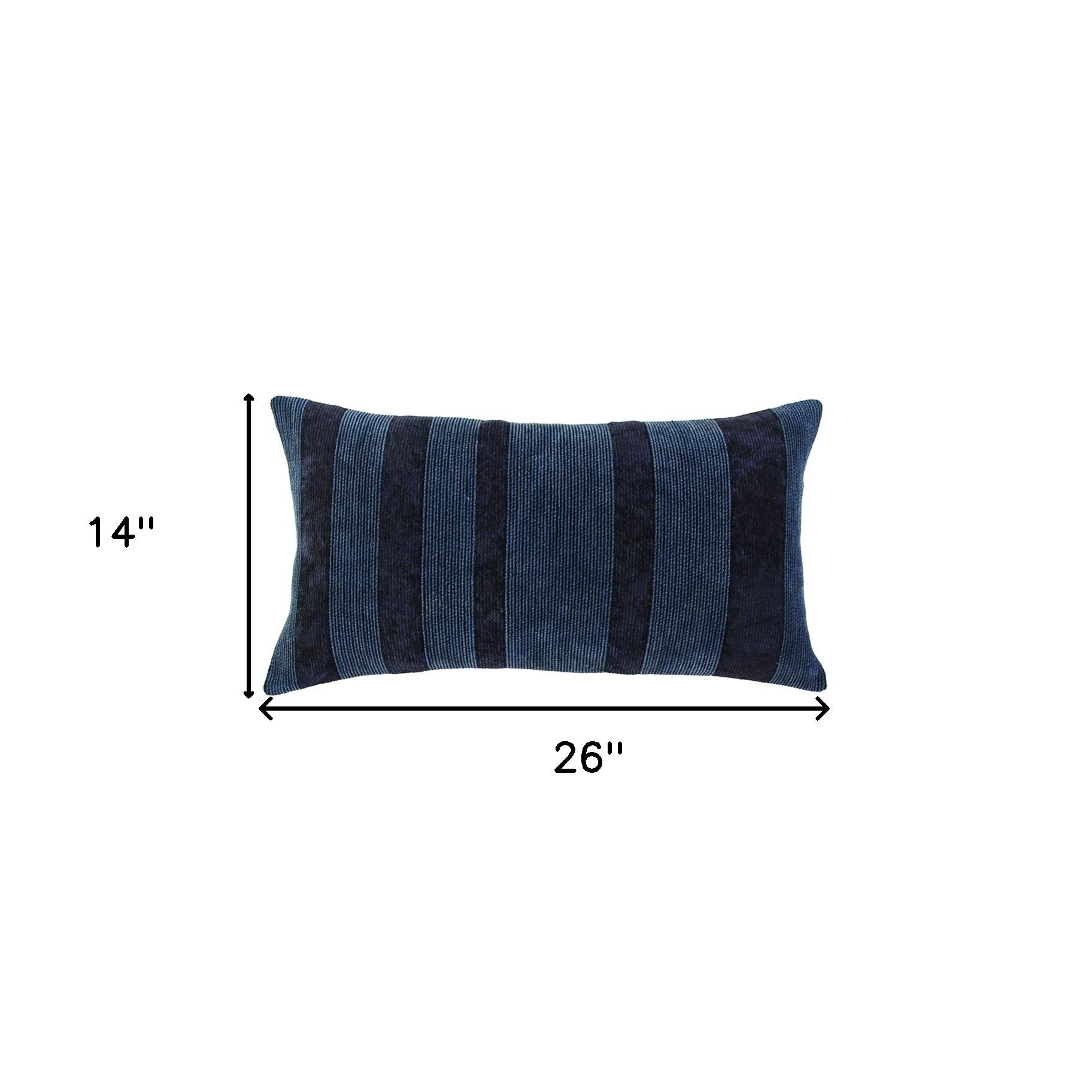 Navy Dimensional Stripe Modern Lumbar Pillow