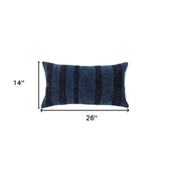 Navy Dimensional Stripe Modern Lumbar Pillow