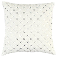 Ivory Silver Metallic Diamond Pattern Throw Pillow - Homeroots