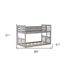 Gray Classic Twin Over Twin Bunk Bed with Ladder