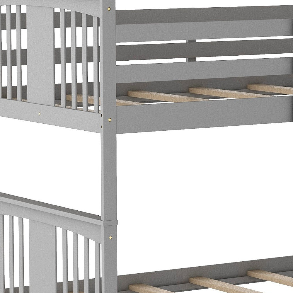 Gray Classic Twin Over Twin Bunk Bed with Ladder