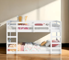 Pastel White Twin Over Twin Dual Ladder Bunk Bed