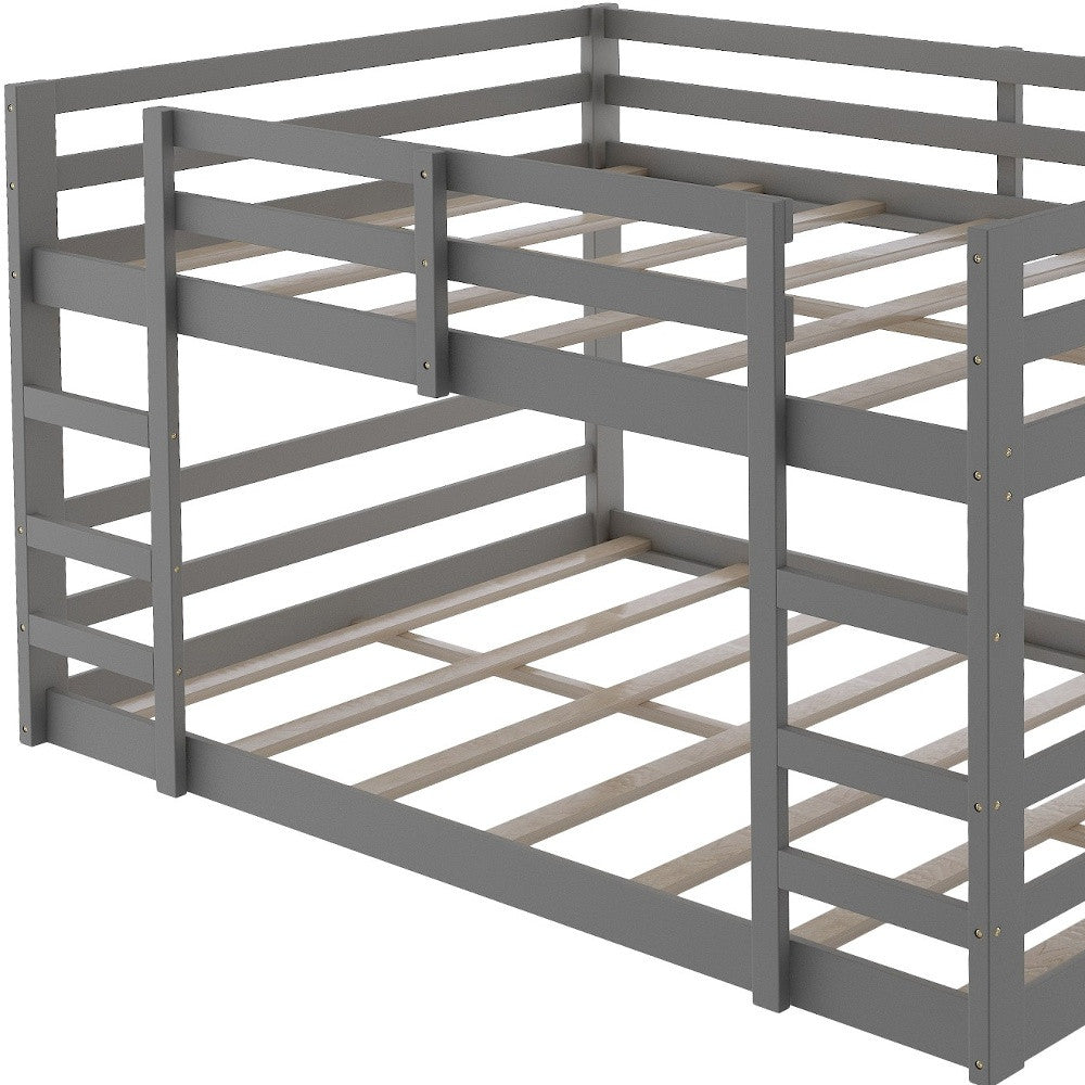 Pastel Gray Full Over Full Dual Ladder Bunk Bed