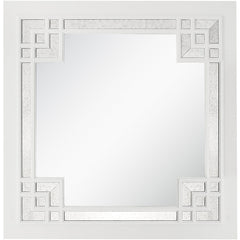 39" White Square Accent Wood Mirror - Homeroots