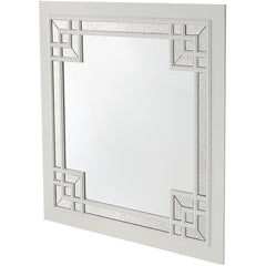 39" White Square Accent Wood Mirror - Homeroots