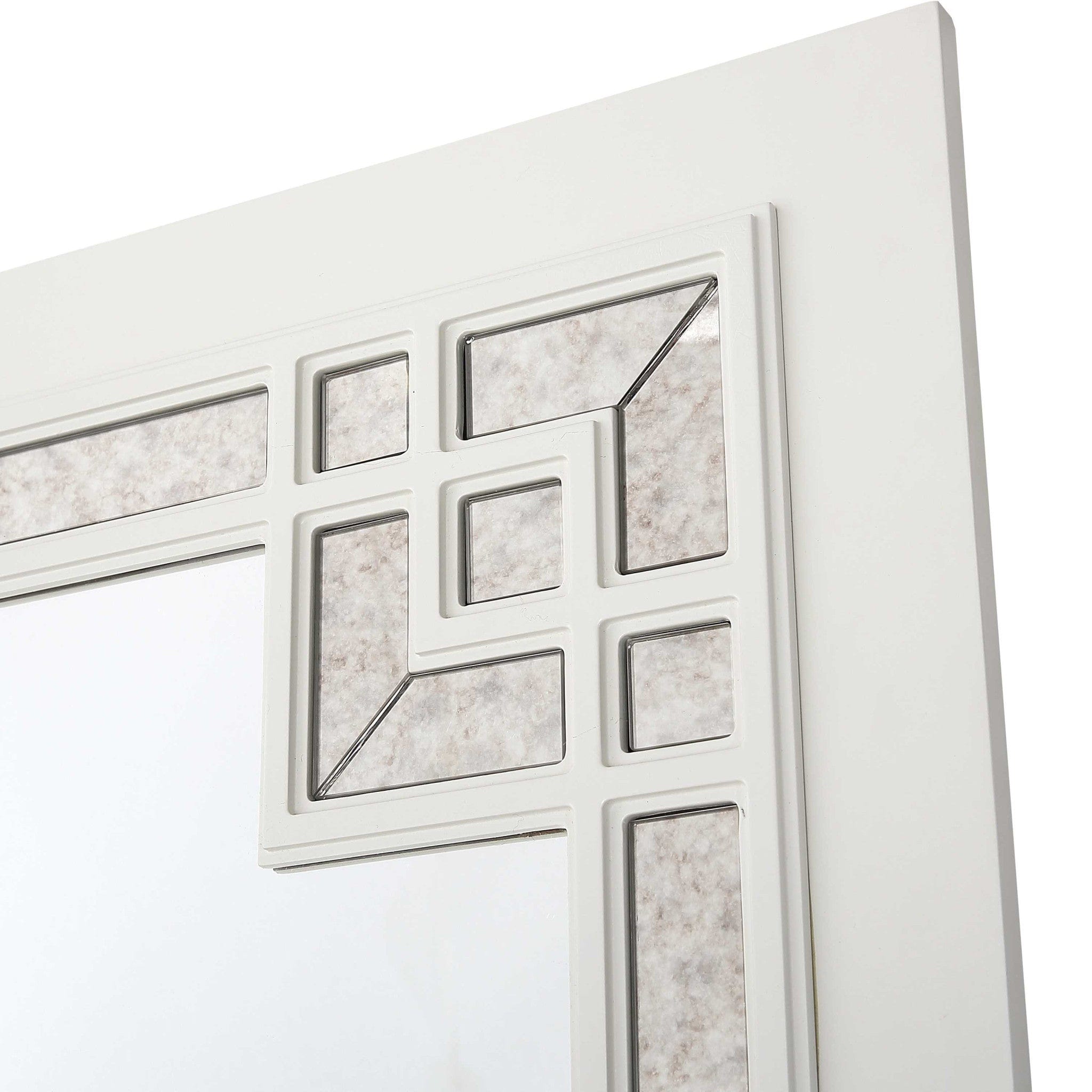 39" White Square Accent Wood Mirror - Homeroots