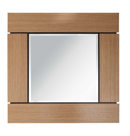 35" Brown Square Accent Wood Mirror