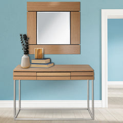 35" Brown Square Accent Wood Mirror