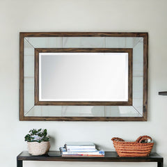 32" Brown Wood Framed Accent Mirror - Homeroots