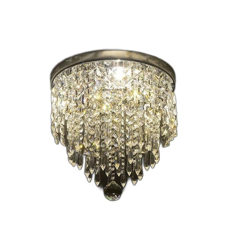 Black and Gold Shaded Transparent Glass and Crystals Dimmable Ceiling Light With Clear Shades - Homeroots