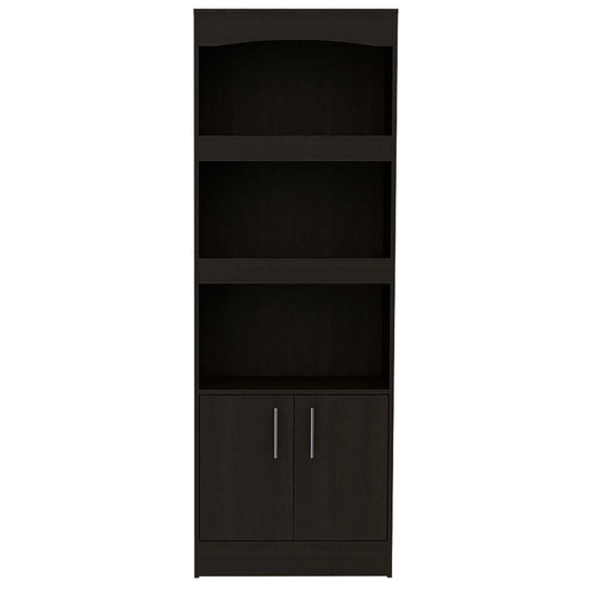 71" Light Gray Three Tier Bookcase with Two doors - Homeroots