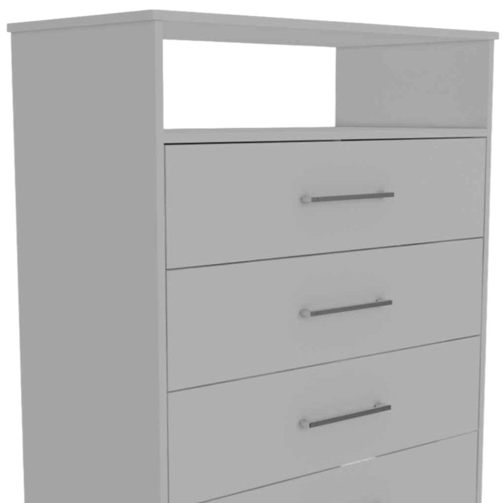 Modern White Four Drawer Dresser with Hutch