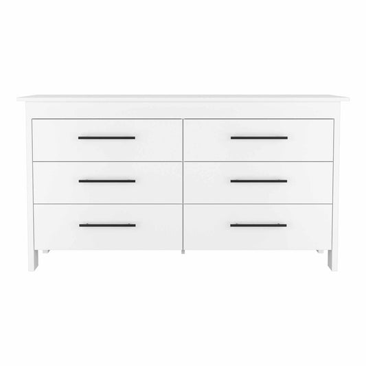 59" White Six Drawer Double Dresser