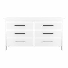 59" White Six Drawer Double Dresser