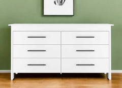 59" White Six Drawer Double Dresser