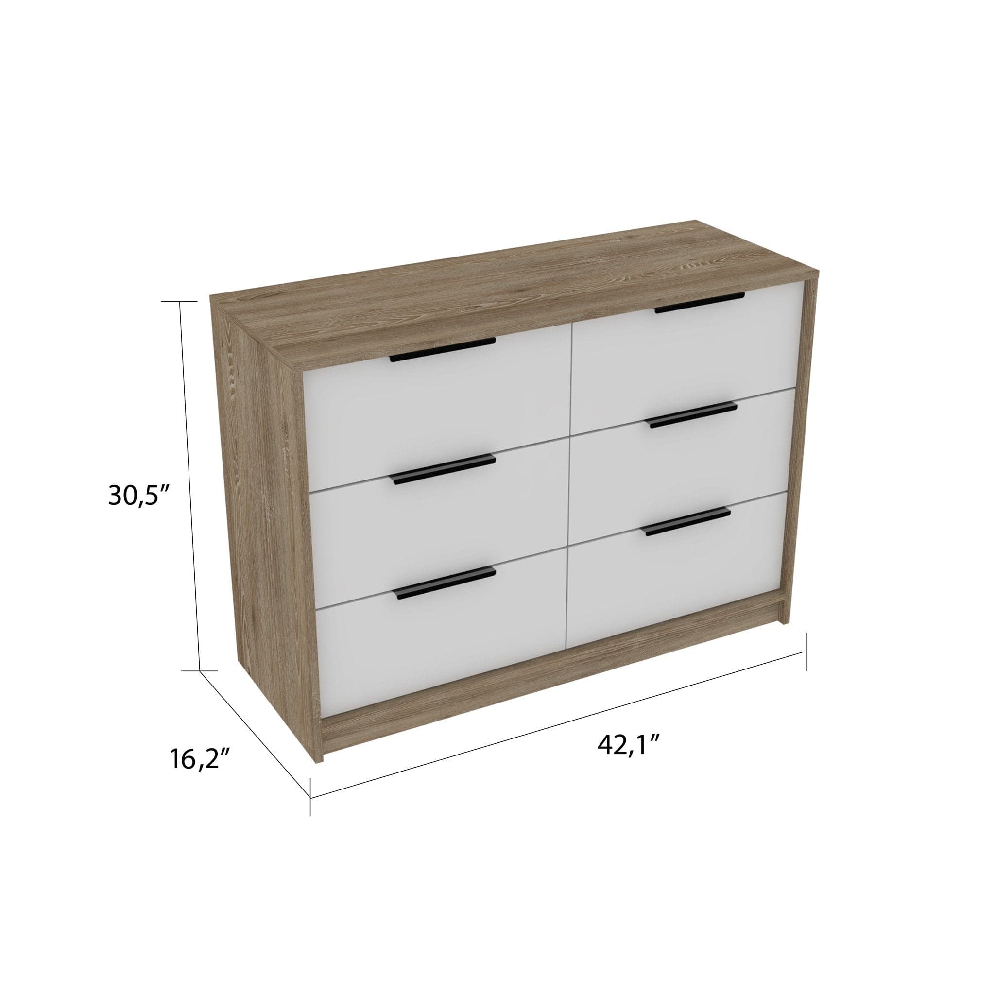 42" Brown and White Four Drawer Dresser - Homeroots