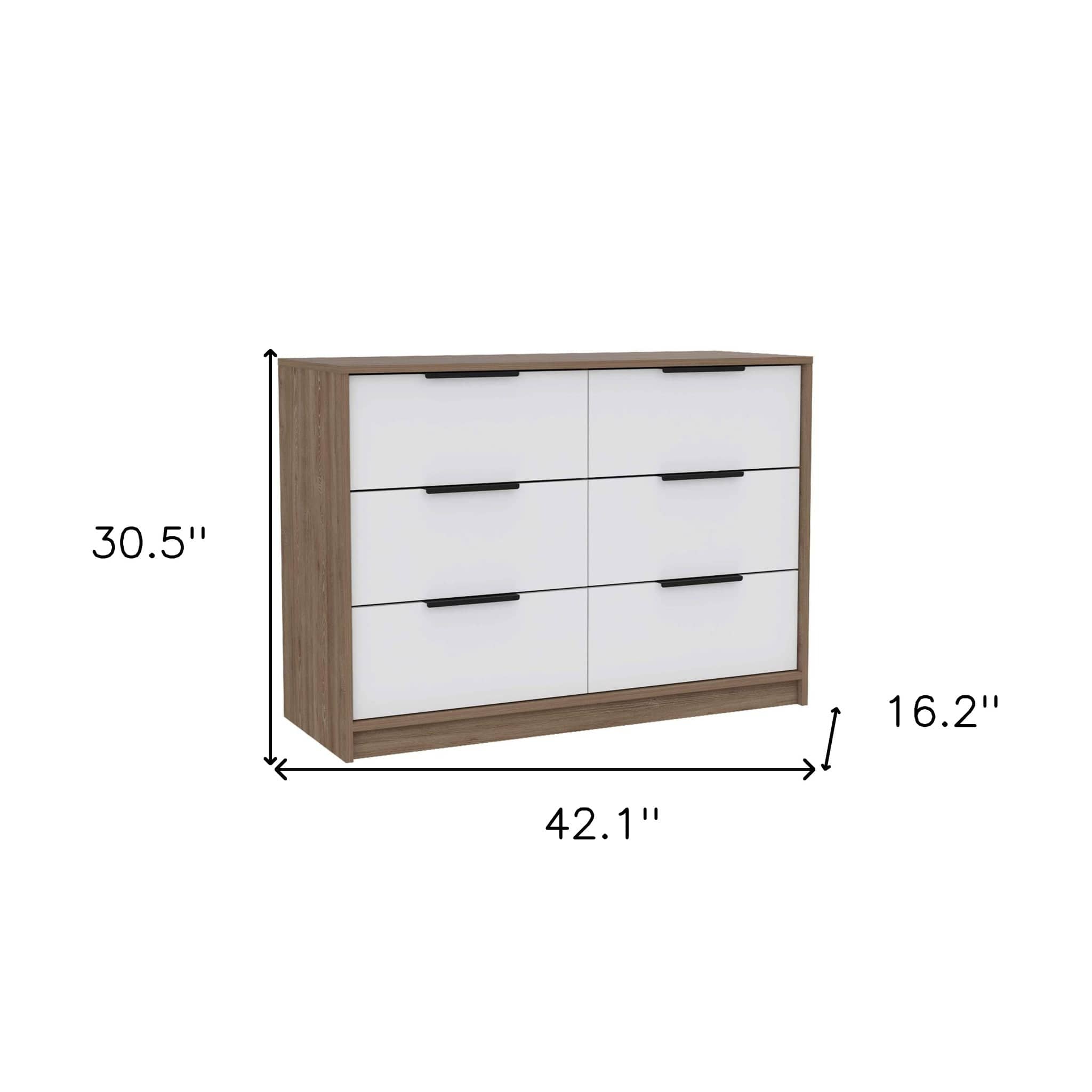 42" Brown and White Four Drawer Dresser - Homeroots