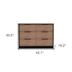 42" Brown and Black Four Drawer Dresser