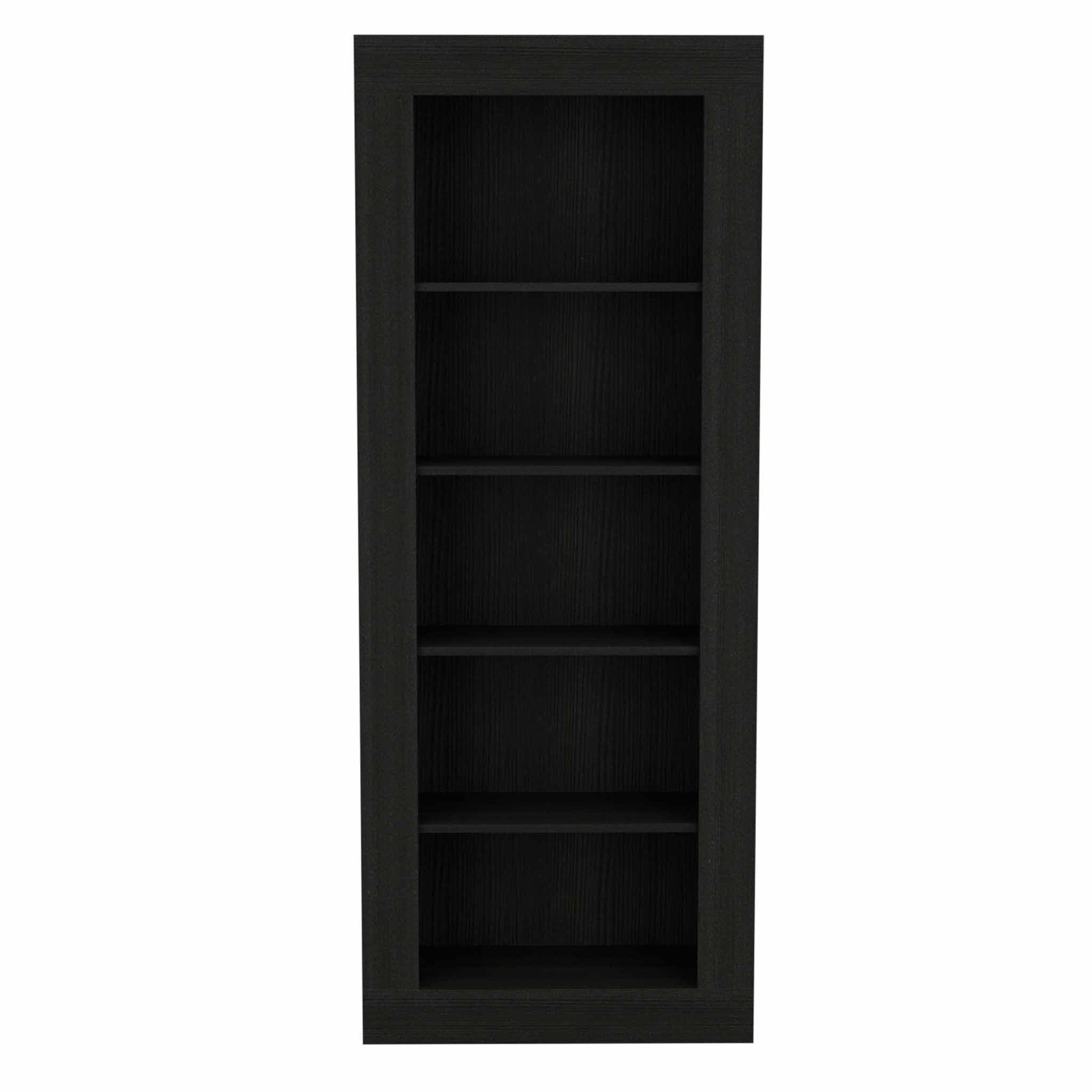 70" Black Five Tier Bookcase - Homeroots