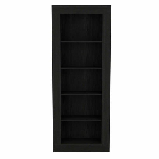 70" Black Five Tier Bookcase - Homeroots