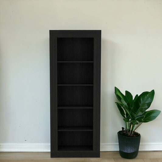 70" Black Five Tier Bookcase - Homeroots