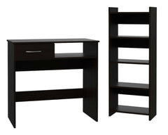 32" Black Computer Desk Desk and Bookshelf Set