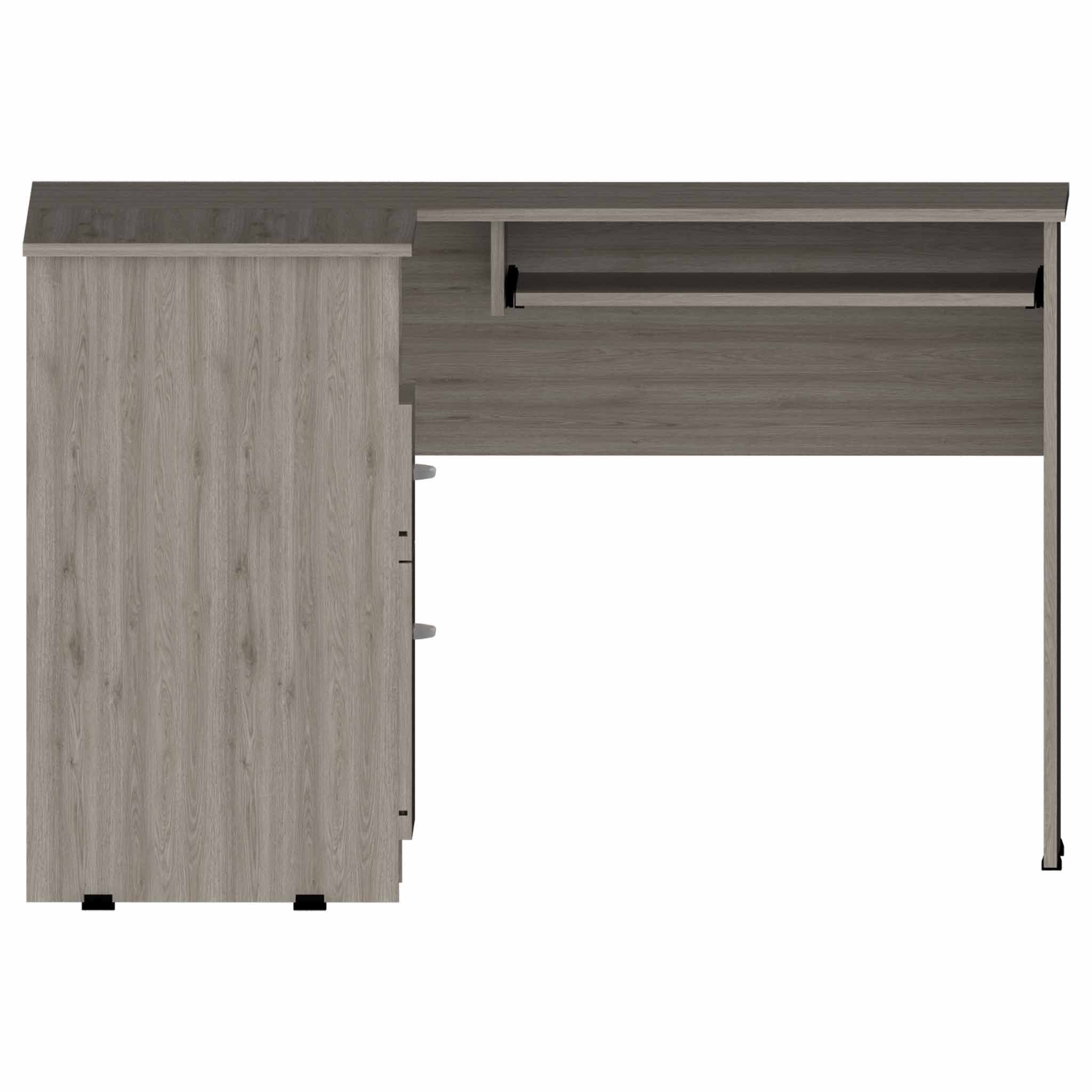 41" Light Gray L Shape Computer Desk With Two Drawers