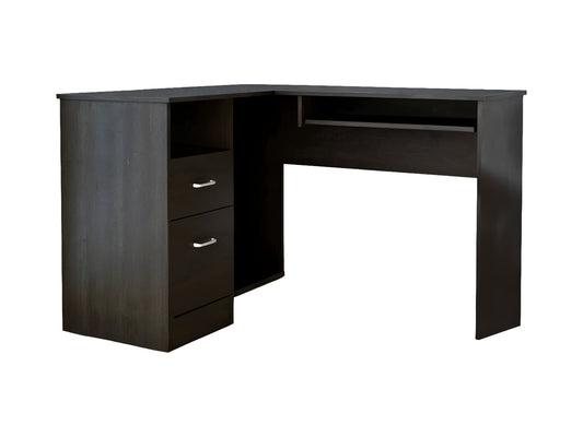 41" Black L Shape Computer Desk With Two Drawers