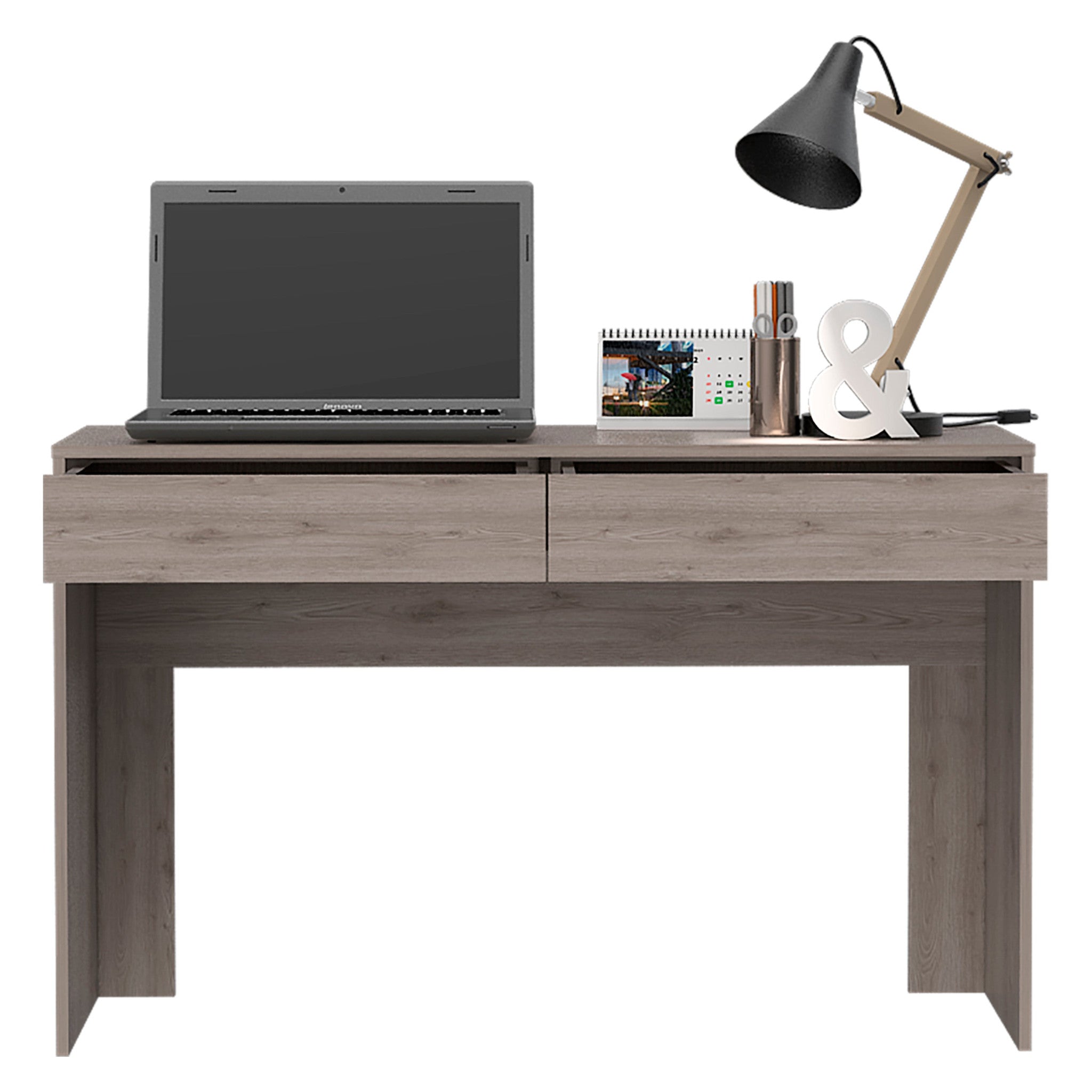 47" Light Gray Computer Desk With Two Drawers