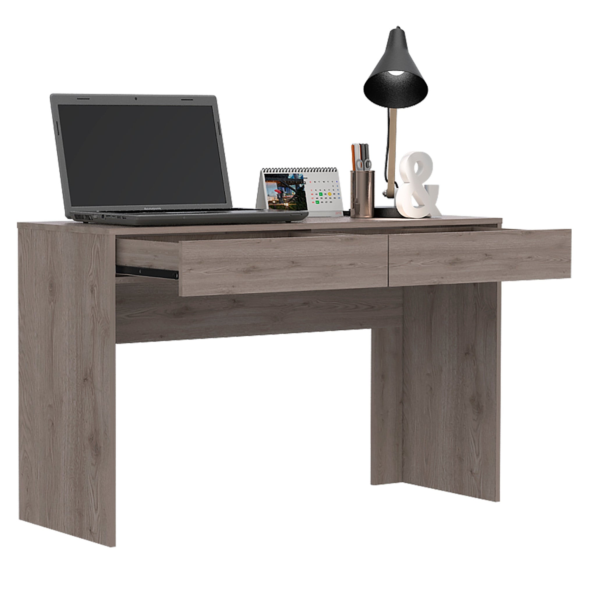 47" Light Gray Computer Desk With Two Drawers