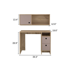 39" Taupe Computer Desk With Two Cabinets Two Drawers